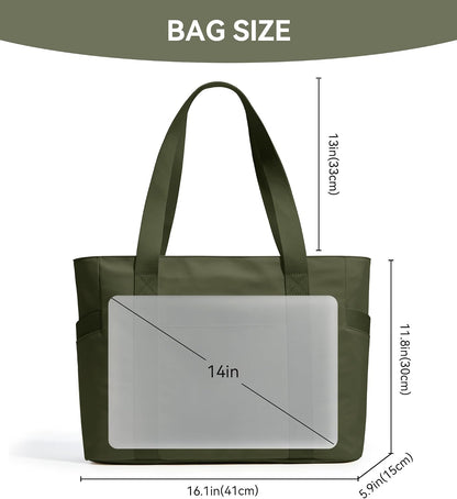 WLLWOO Large Tote Bag, 14” Laptop Work Travel Bag with Trolley Sleeve