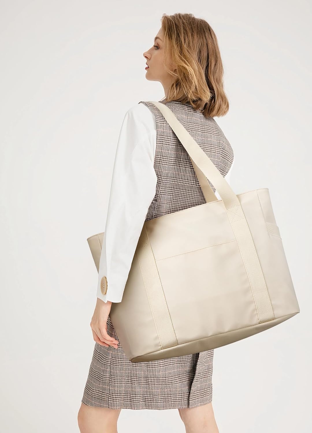WLLWOO Large Tote Bag, 14” Laptop Work Travel Bag with Trolley Sleeve