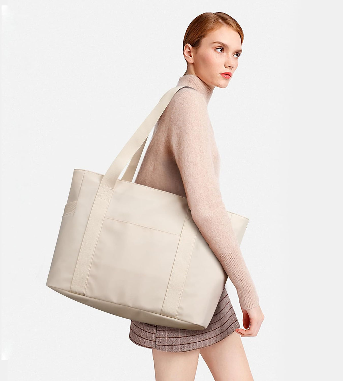 WLLWOO Large Tote Bag, 14” Laptop Work Travel Bag with Trolley Sleeve