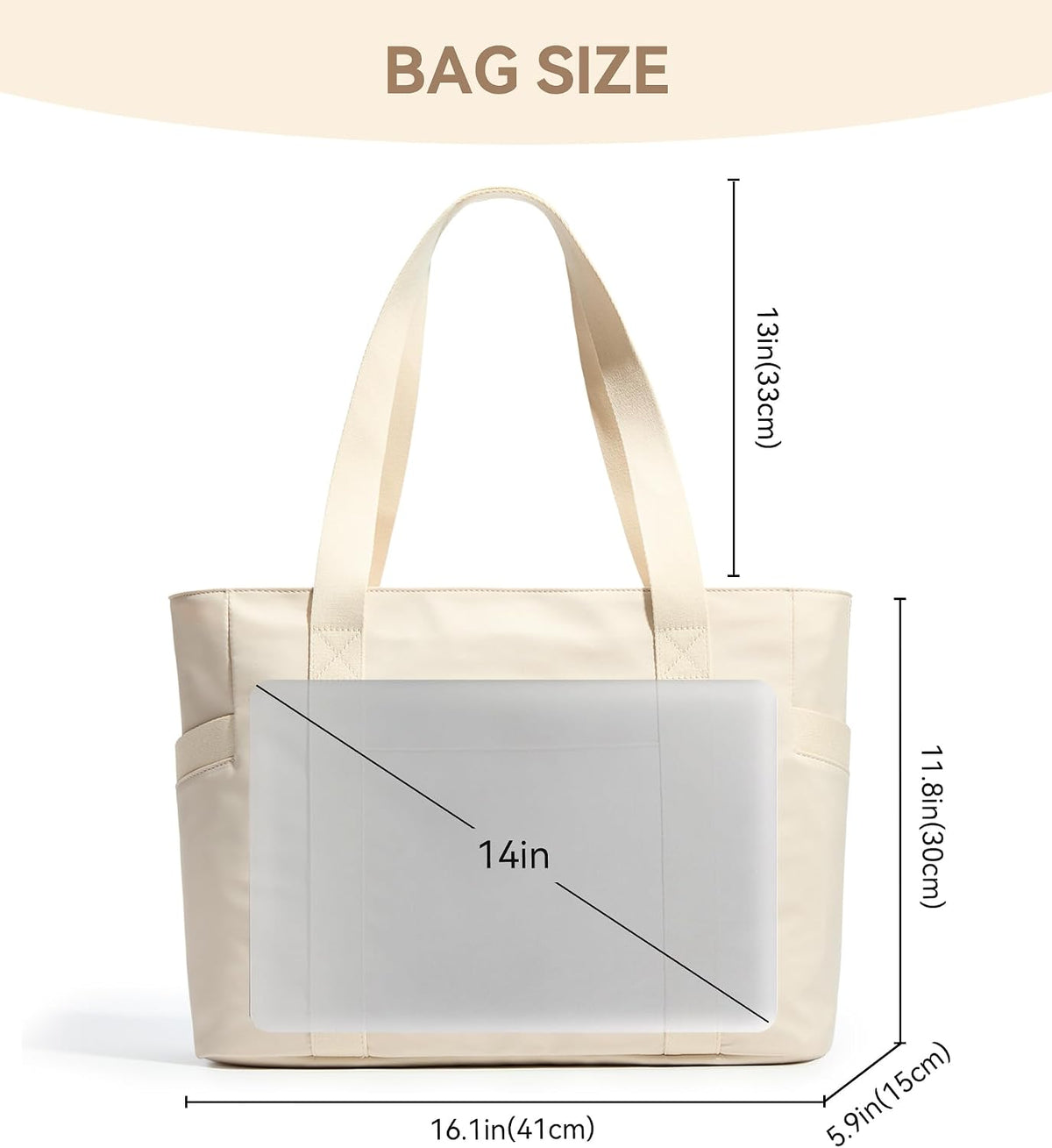 WLLWOO Large Tote Bag, 14” Laptop Work Travel Bag with Trolley Sleeve