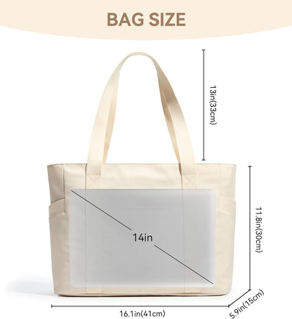WLLWOO Large Tote Bag, 14” Laptop Work Travel Bag with Trolley Sleeve