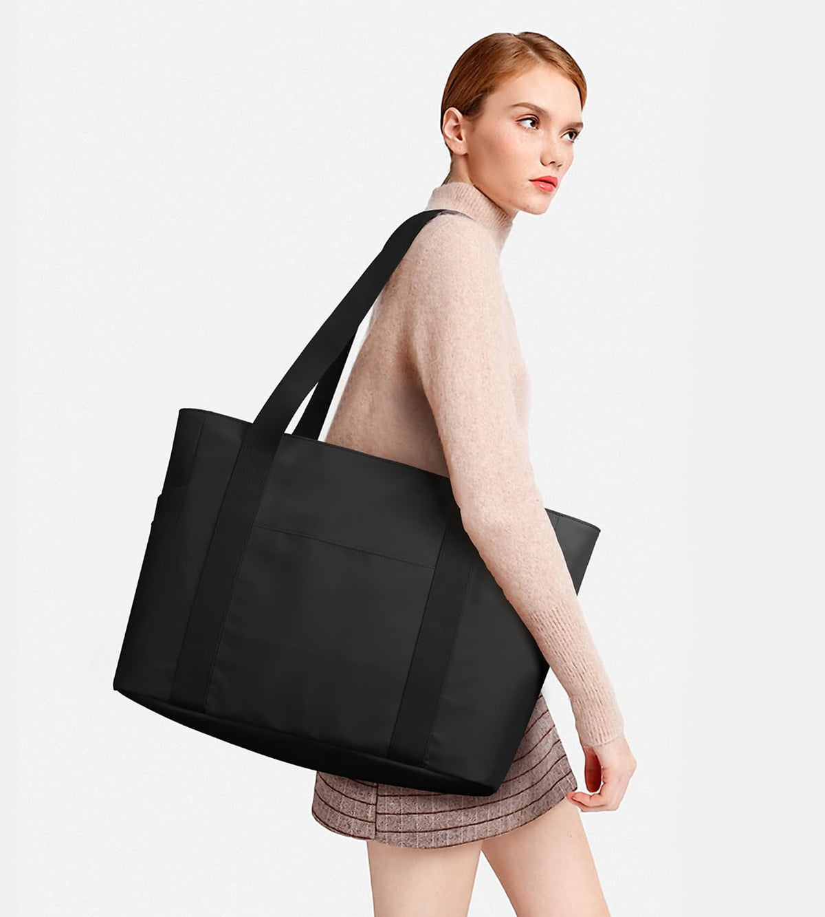 WLLWOO Large Tote Bag, 14” Laptop Work Travel Bag with Trolley Sleeve