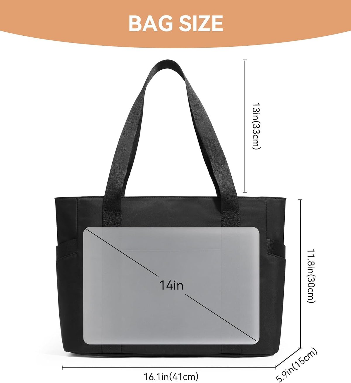 WLLWOO Large Tote Bag, 14” Laptop Work Travel Bag with Trolley Sleeve