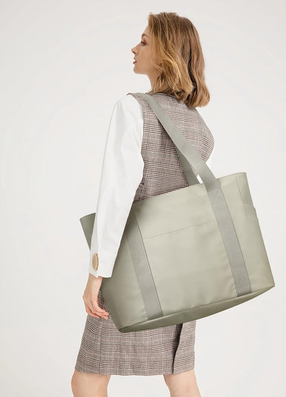 WLLWOO Large Tote Bag, 14” Laptop Work Travel Bag with Trolley Sleeve