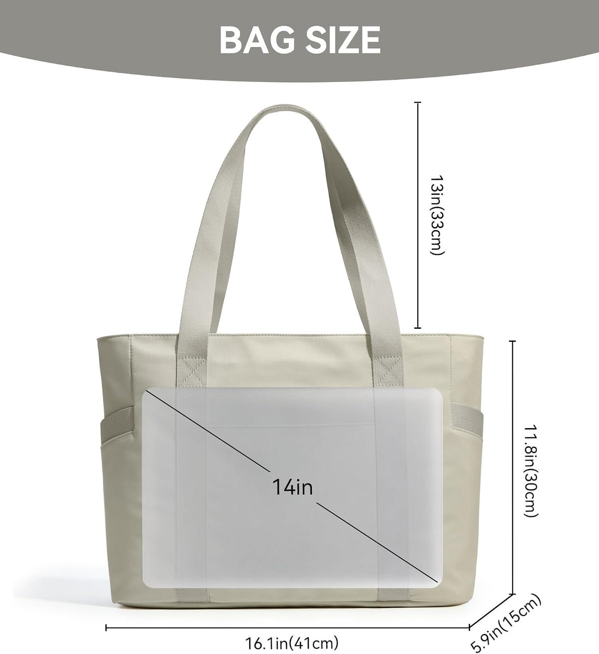 WLLWOO Large Tote Bag, 14” Laptop Work Travel Bag with Trolley Sleeve