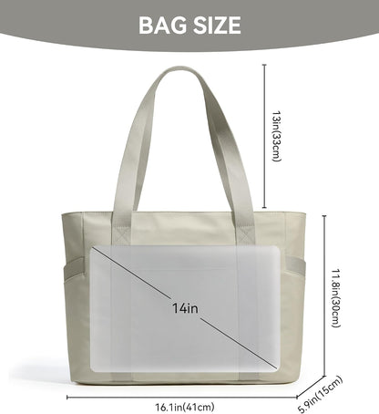 WLLWOO Large Tote Bag, 14” Laptop Work Travel Bag with Trolley Sleeve