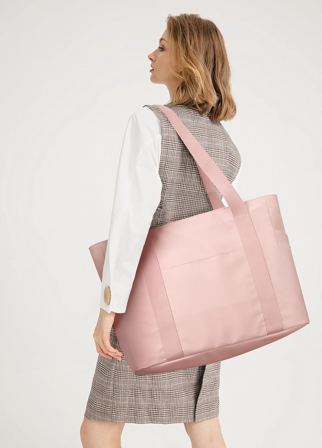 WLLWOO Large Tote Bag, 14” Laptop Work Travel Bag with Trolley Sleeve