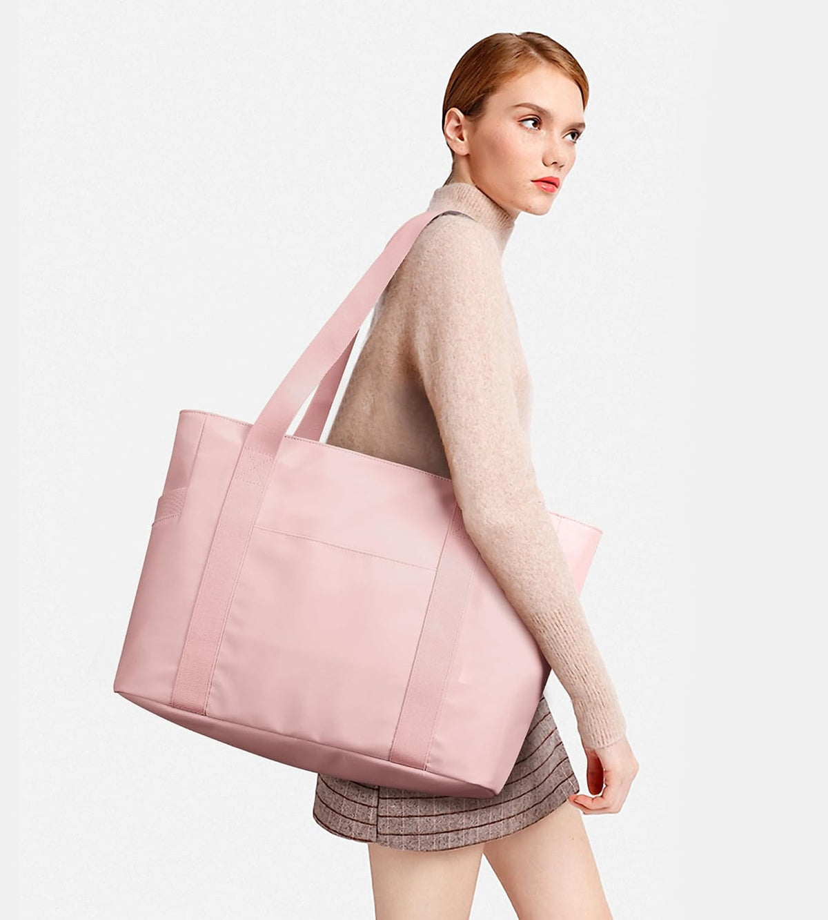 WLLWOO Large Tote Bag, 14” Laptop Work Travel Bag with Trolley Sleeve