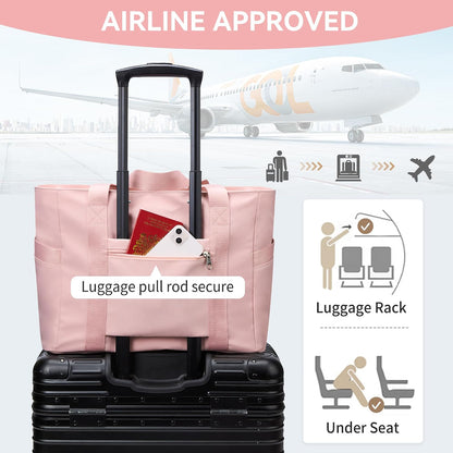 WLLWOO Large Tote Bag, 14” Laptop Work Travel Bag with Trolley Sleeve