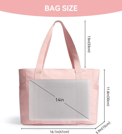 WLLWOO Large Tote Bag, 14” Laptop Work Travel Bag with Trolley Sleeve