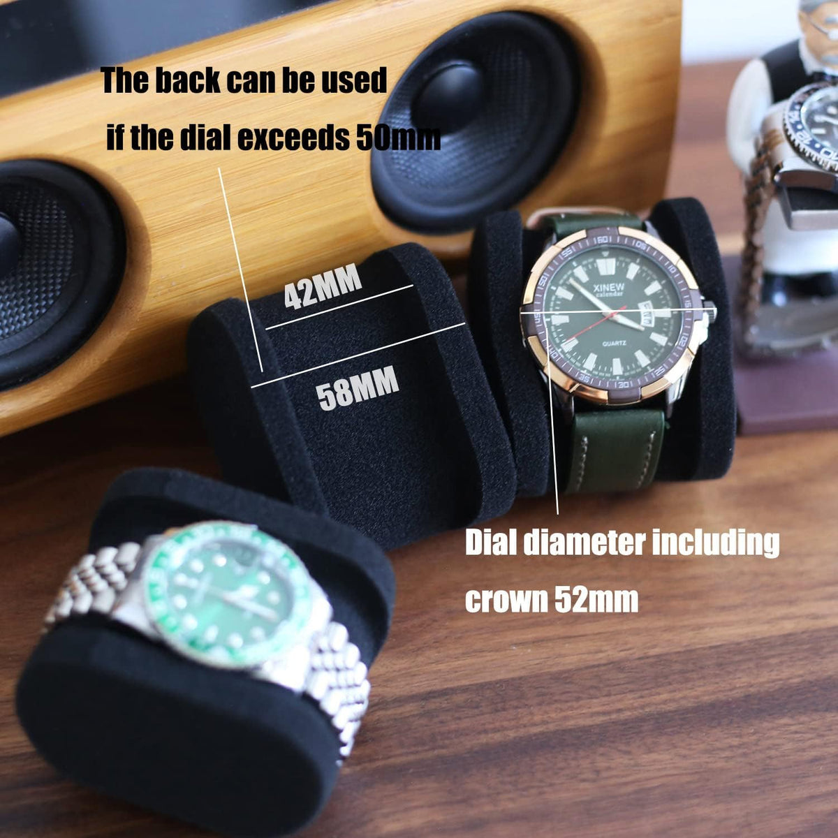 Watch Travel Case for Men and Women Portable Single Watch Storage box and Organizer for Wristwatches and Smart Watches (Black（2 slot）)
