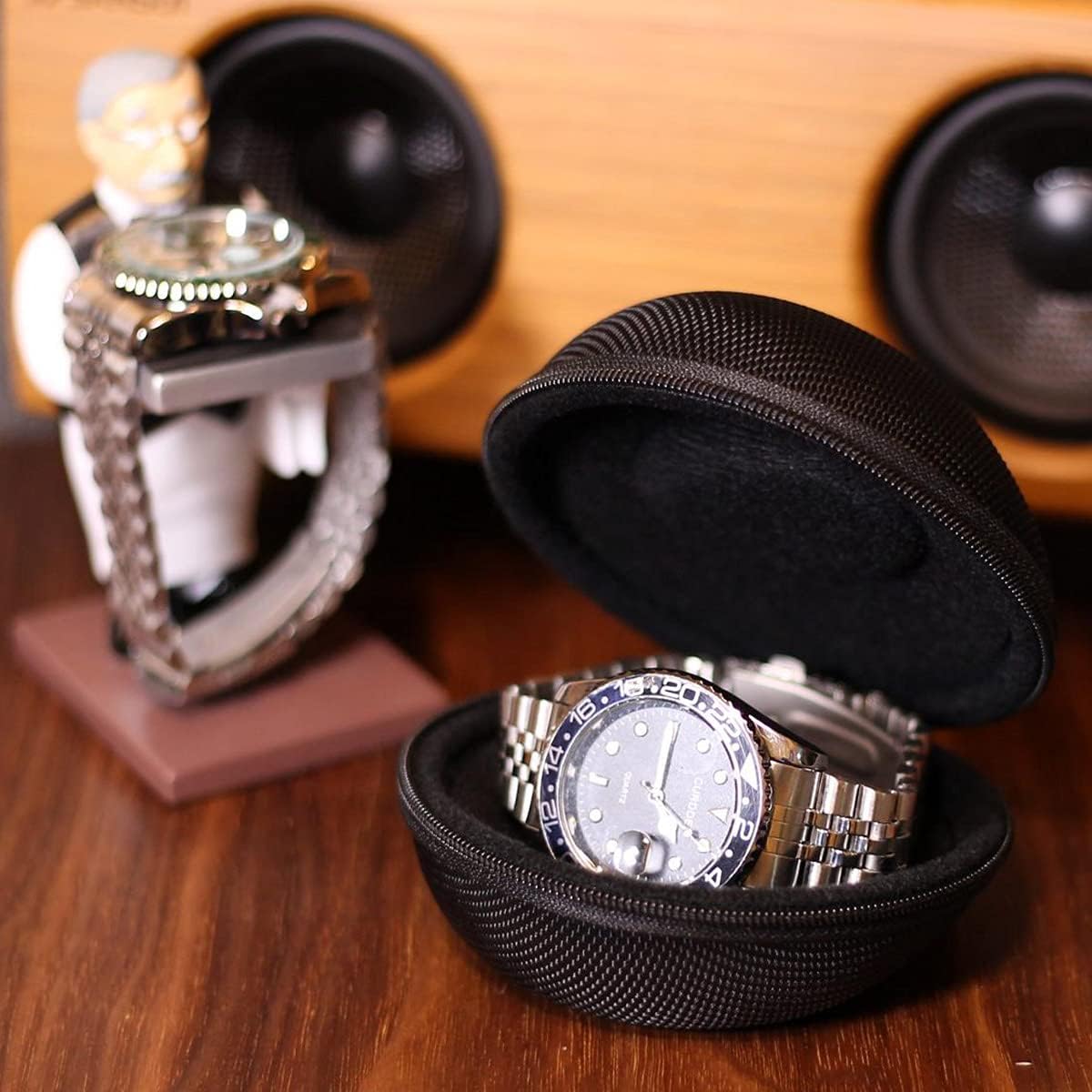Watch Travel Case for Men and Women Portable Single Watch Storage box and Organizer for Wristwatches and Smart Watches (Black（2 slot）)