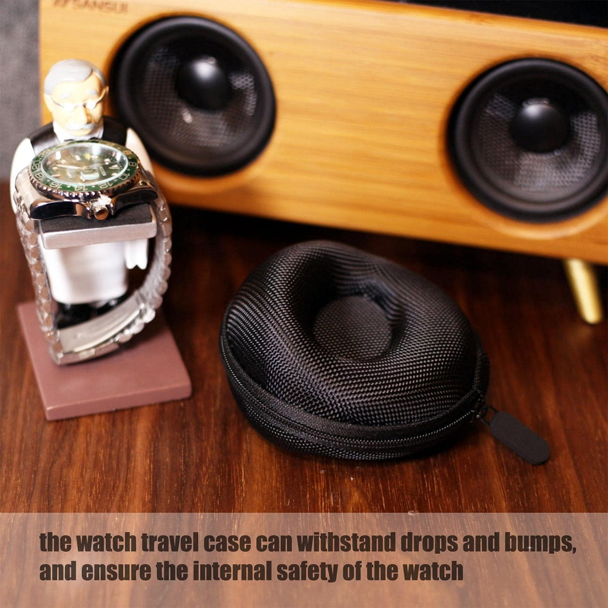 Watch Travel Case for Men and Women Portable Single Watch Storage box and Organizer for Wristwatches and Smart Watches (Black（2 slot）)