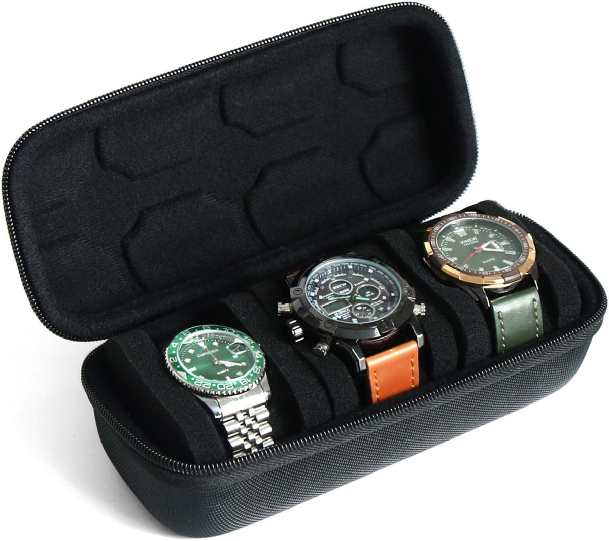Watch Travel Case for Men and Women Portable Single Watch Storage box and Organizer for Wristwatches and Smart Watches (Black（2 slot）)