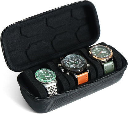 Watch Travel Case for Men and Women Portable Single Watch Storage box and Organizer for Wristwatches and Smart Watches (Black（2 slot）)