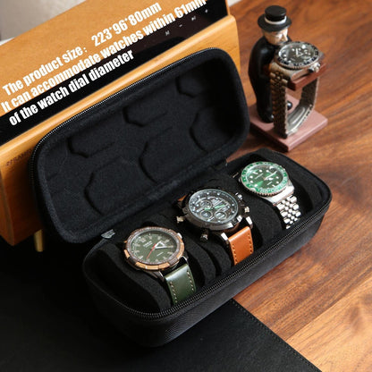 Watch Travel Case for Men and Women Portable Single Watch Storage box and Organizer for Wristwatches and Smart Watches (Black（2 slot）)