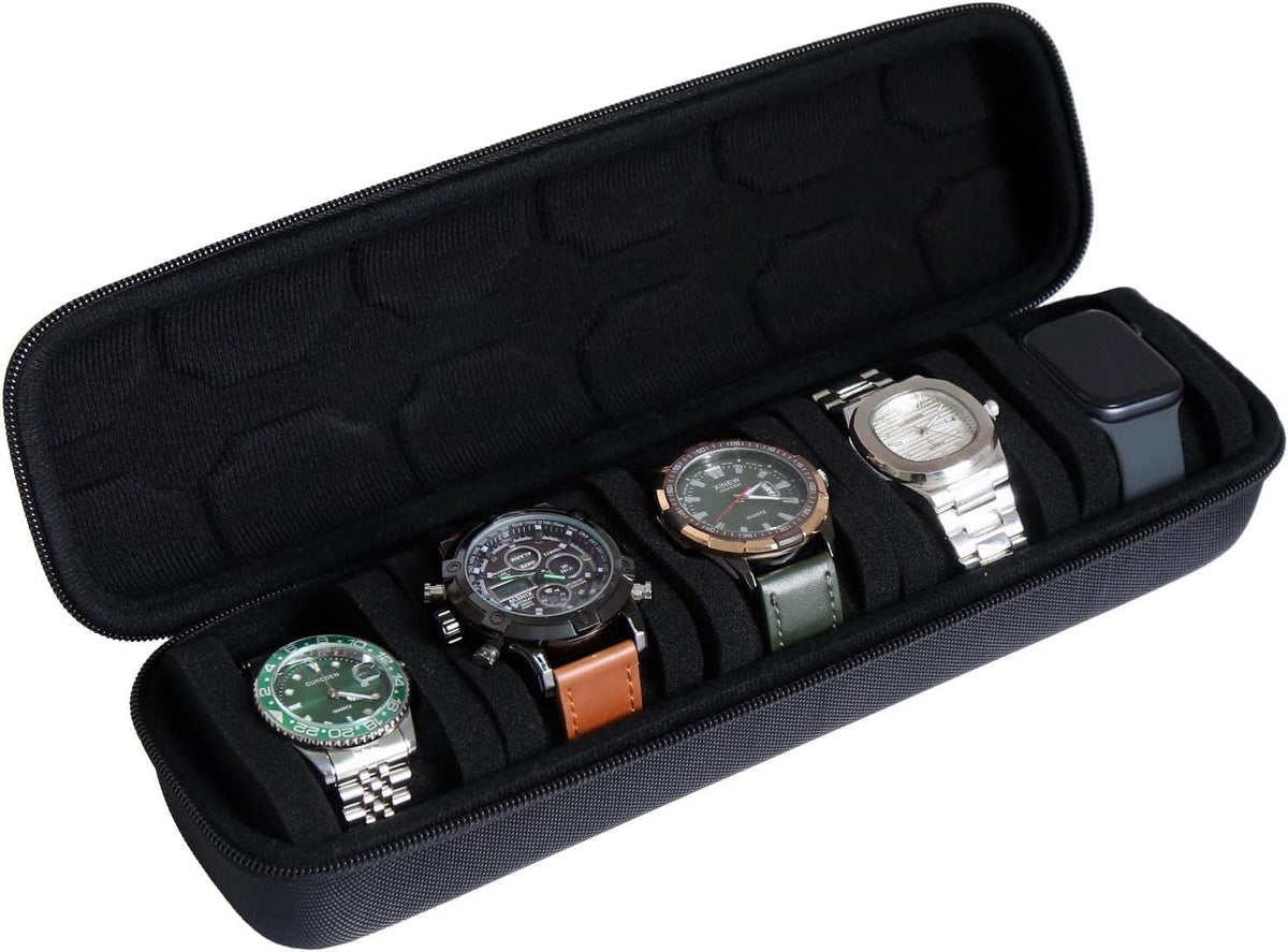 Watch Travel Case for Men and Women Portable Single Watch Storage box and Organizer for Wristwatches and Smart Watches (Black（2 slot）)