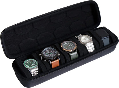 Watch Travel Case for Men and Women Portable Single Watch Storage box and Organizer for Wristwatches and Smart Watches (Black（2 slot）)