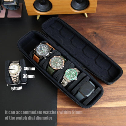 Watch Travel Case for Men and Women Portable Single Watch Storage box and Organizer for Wristwatches and Smart Watches (Black（2 slot）)
