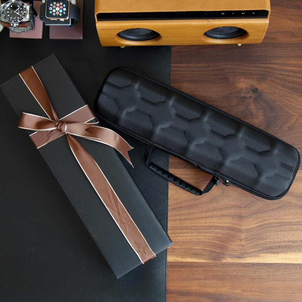 Watch Travel Case for Men and Women Portable Single Watch Storage box and Organizer for Wristwatches and Smart Watches (Black（2 slot）)