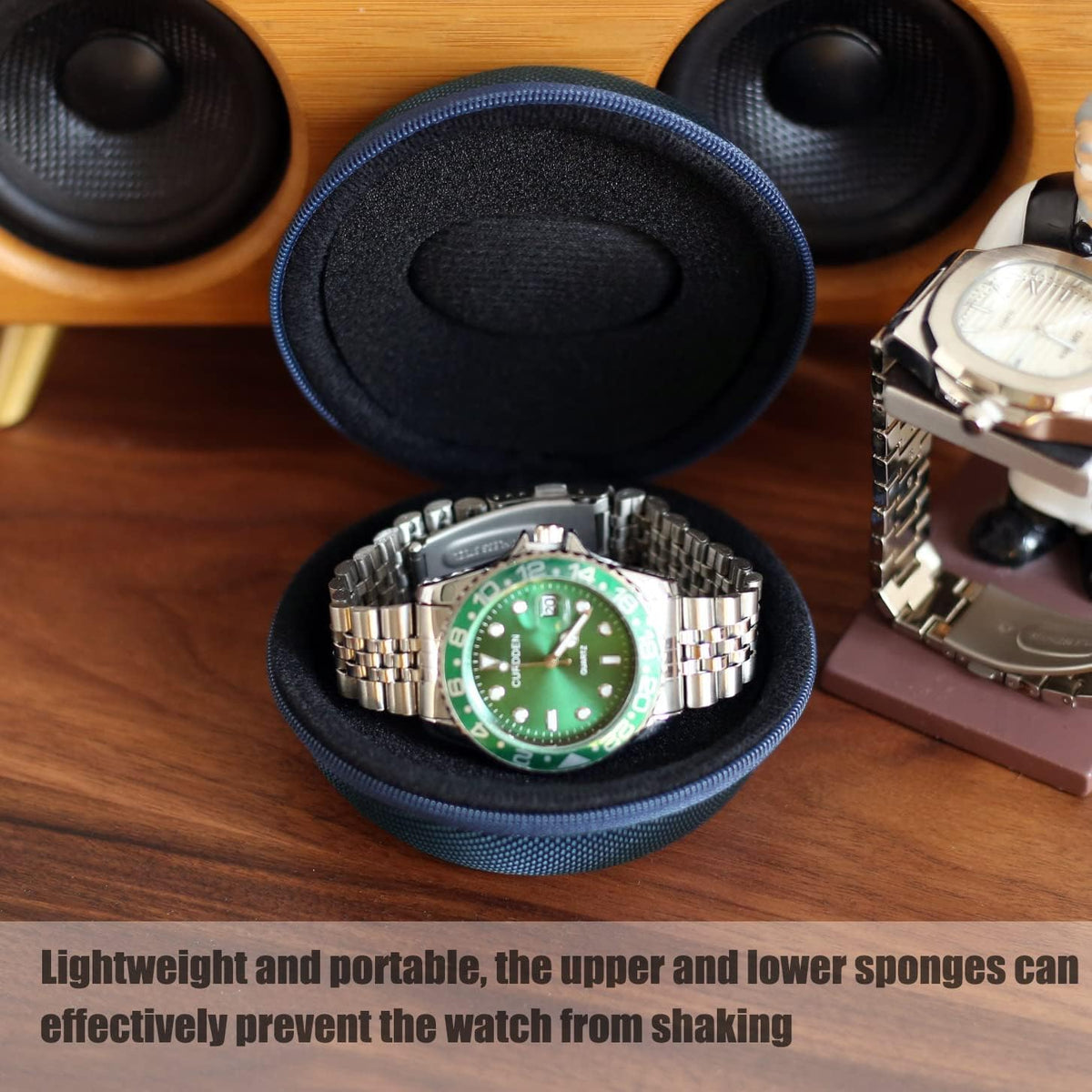 Watch Travel Case for Men and Women Portable Single Watch Storage box and Organizer for Wristwatches and Smart Watches (Black（2 slot）)