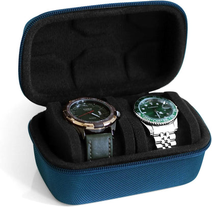 Watch Travel Case for Men and Women Portable Single Watch Storage box and Organizer for Wristwatches and Smart Watches (Black（2 slot）)