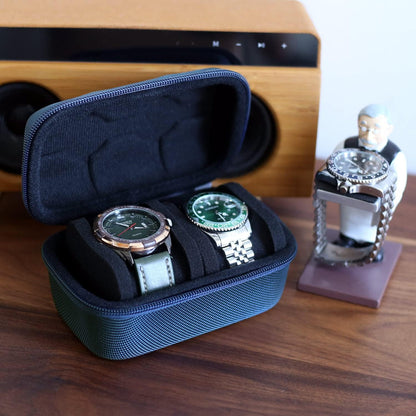 Watch Travel Case for Men and Women Portable Single Watch Storage box and Organizer for Wristwatches and Smart Watches (Black（2 slot）)