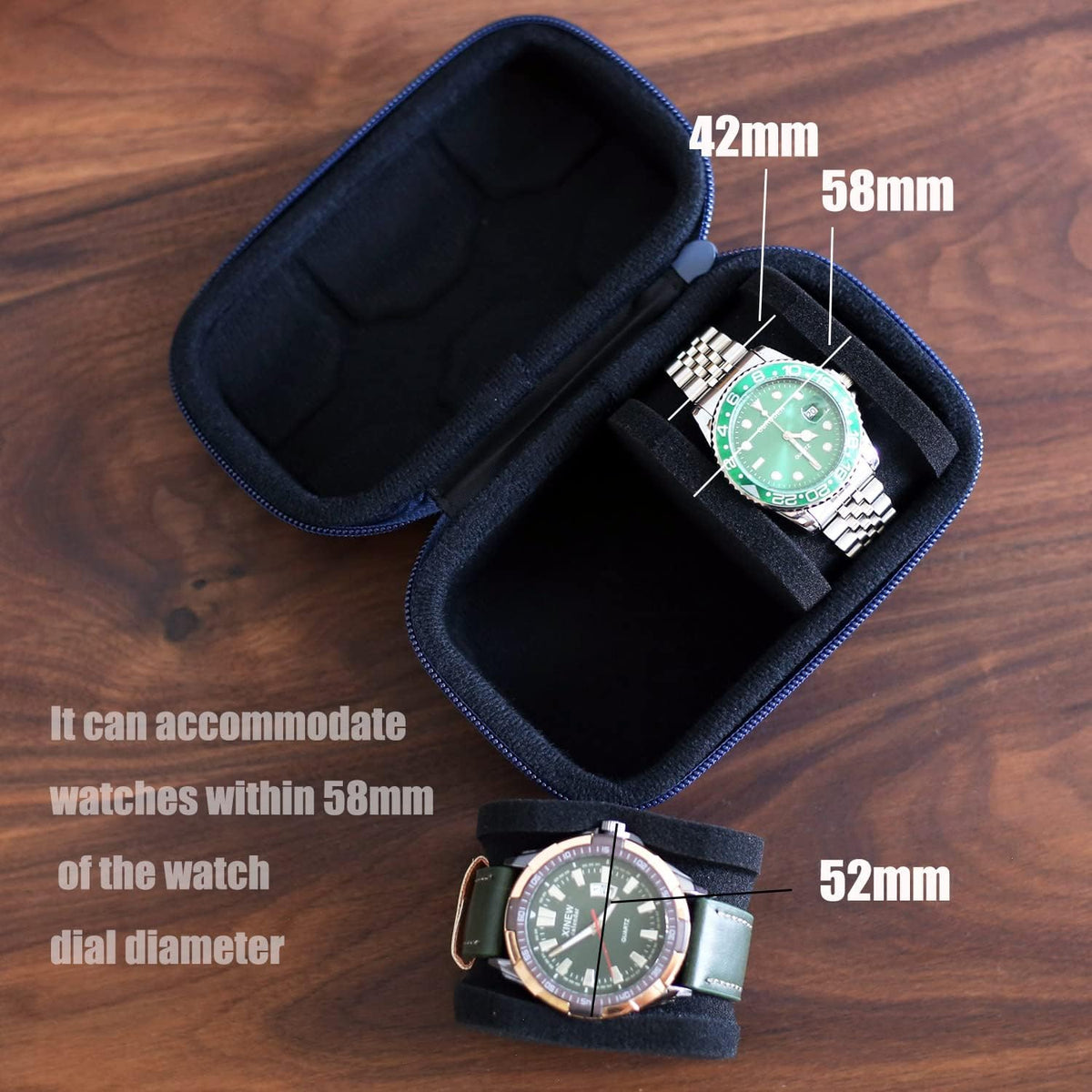Watch Travel Case for Men and Women Portable Single Watch Storage box and Organizer for Wristwatches and Smart Watches (Black（2 slot）)