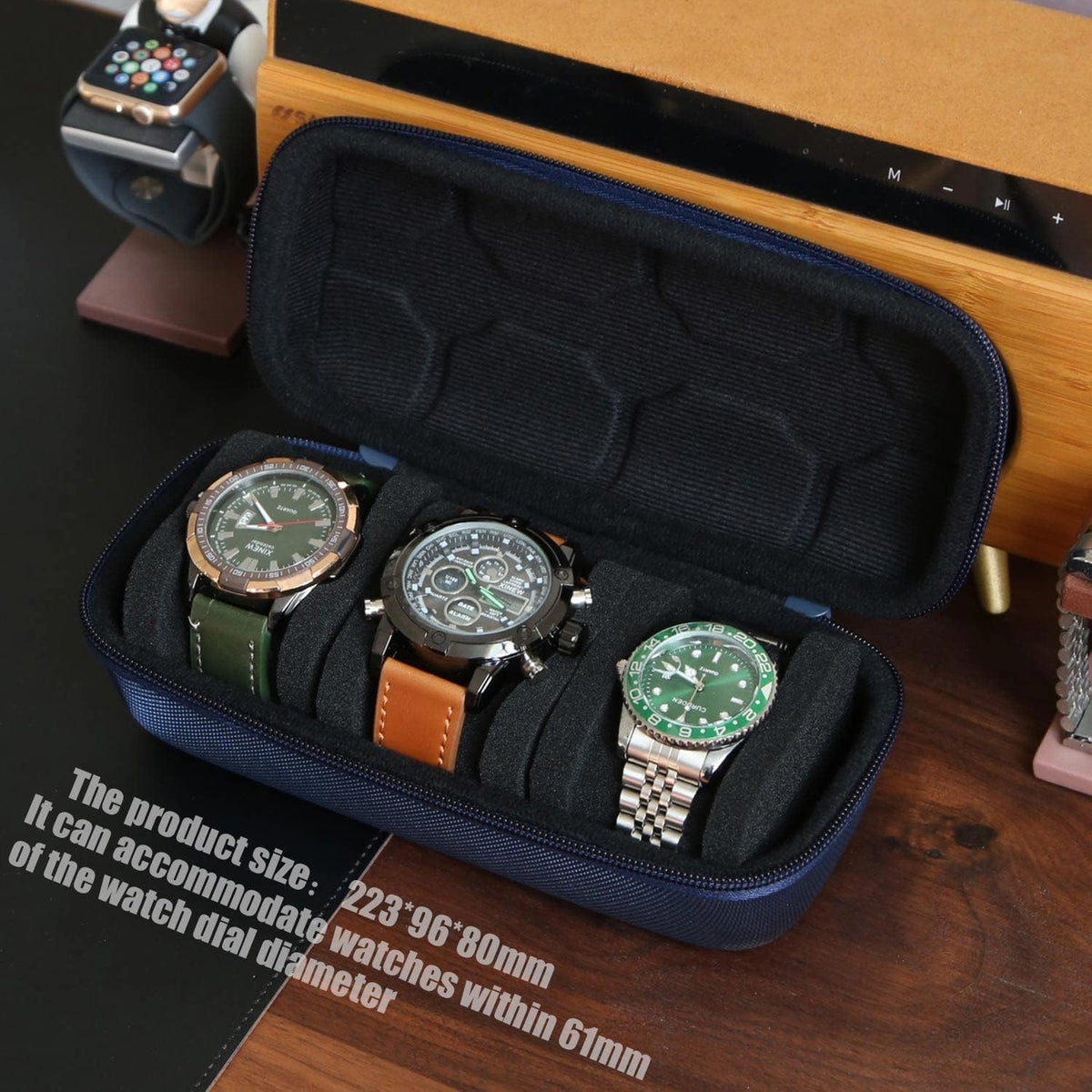 Watch Travel Case for Men and Women Portable Single Watch Storage box and Organizer for Wristwatches and Smart Watches (Black（2 slot）)