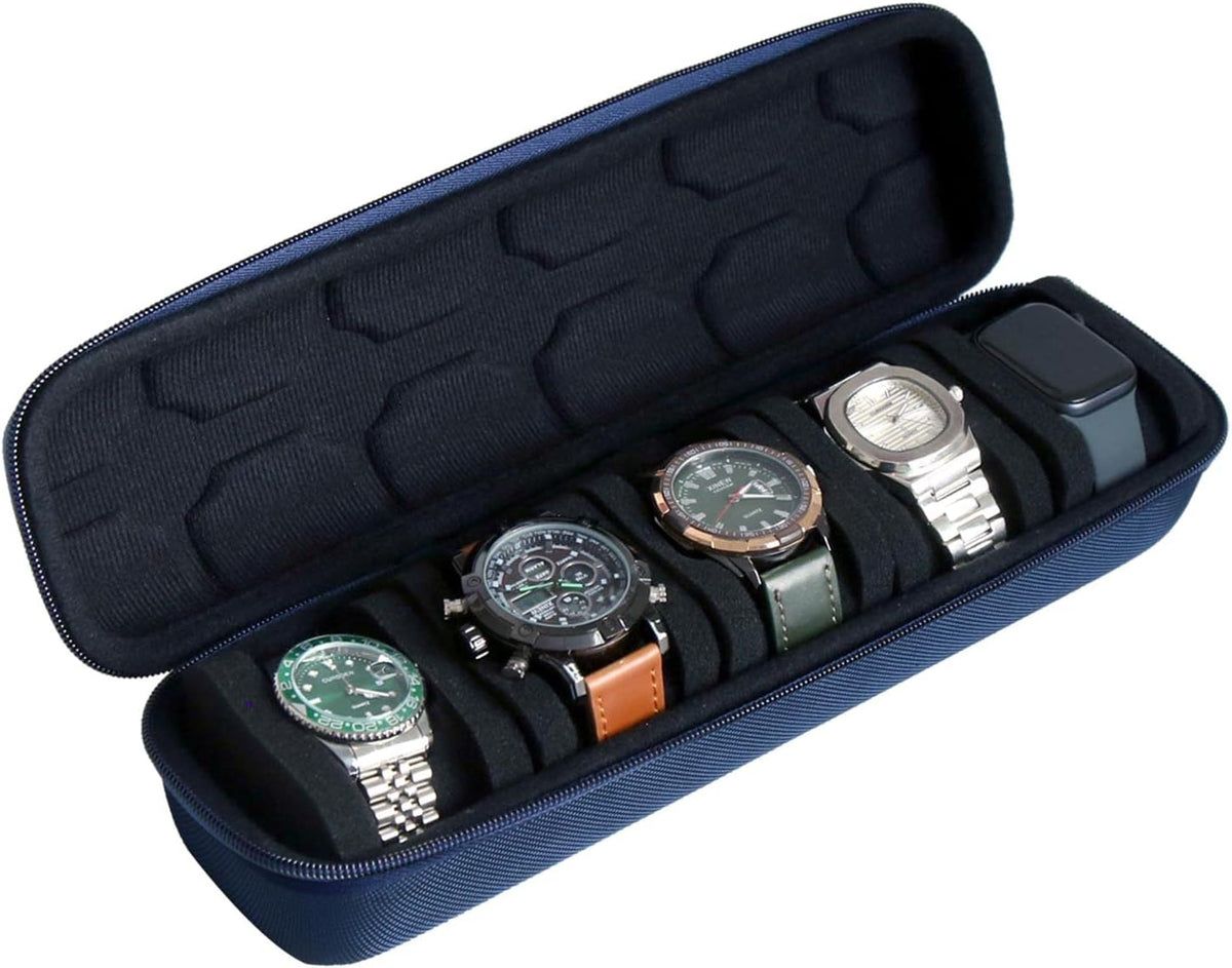 Watch Travel Case for Men and Women Portable Single Watch Storage box and Organizer for Wristwatches and Smart Watches (Black（2 slot）)