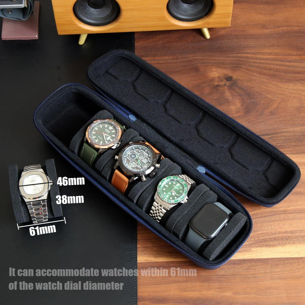 Watch Travel Case for Men and Women Portable Single Watch Storage box and Organizer for Wristwatches and Smart Watches (Black（2 slot）)