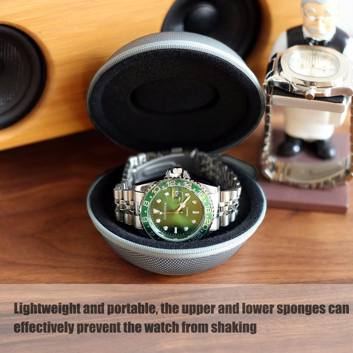 Watch Travel Case for Men and Women Portable Single Watch Storage box and Organizer for Wristwatches and Smart Watches (Black（2 slot）)