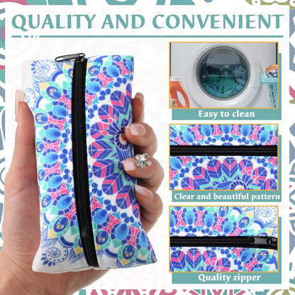 8 Pieces Purse Tissue Holder Reusable Travel Tissue Pouch Fabric Zipper Purse for Bag Car Office Home(Floral)