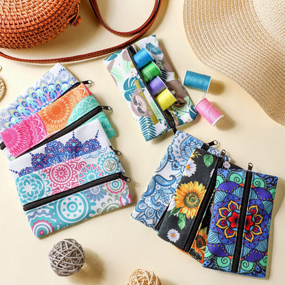 8 Pieces Purse Tissue Holder Reusable Travel Tissue Pouch Fabric Zipper Purse for Bag Car Office Home(Floral)