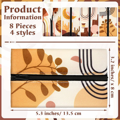 8 Pieces Purse Tissue Holder Reusable Travel Tissue Pouch Fabric Zipper Purse for Bag Car Office Home(Floral)