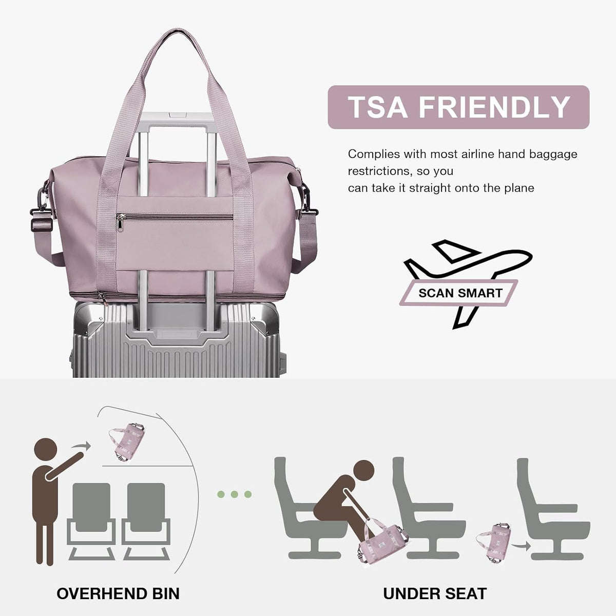 Travel Tote Bags For Women,Carry On Duffel Bag For Airplanes Weekender