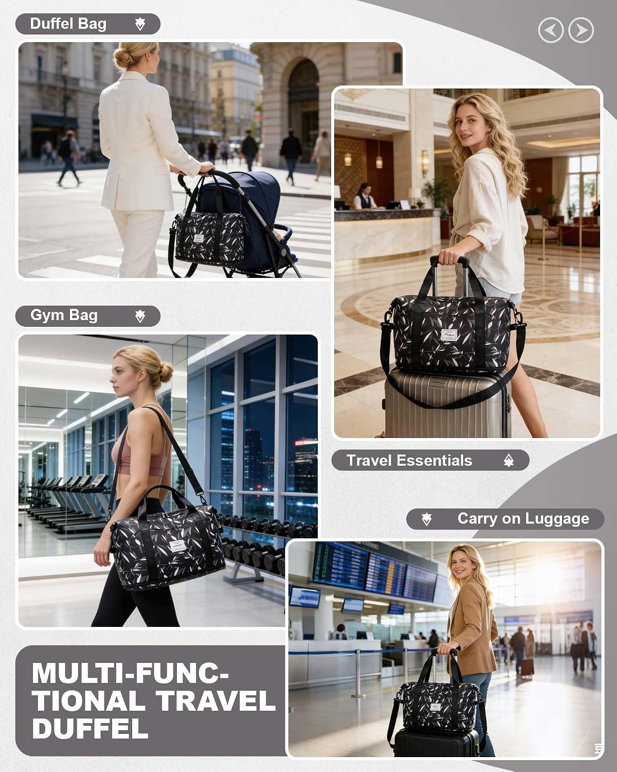 Travel Tote Bags For Women,Carry On Duffel Bag For Airplanes Weekender