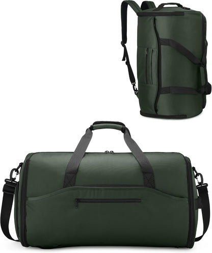 Convertible Garment Duffle Bags for Travel - Carry on Garment Bag, Suit Bag for Men & Women, 3 in 1 Foldable Travel Duffle Backpack with Shoulder Strap (Black)