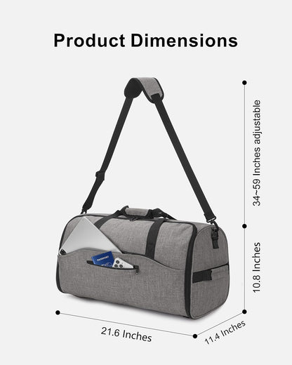 Convertible Garment Duffle Bags for Travel - Carry on Garment Bag, Suit Bag for Men & Women, 3 in 1 Foldable Travel Duffle Backpack with Shoulder Strap (Black)
