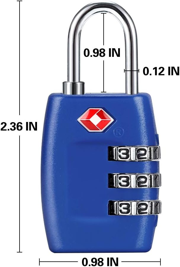 TSA Luggage Locks (4Pack) - 3 Digit Combination Padlocks - Approved Travel Lock for Suitcases & Baggage (Black)