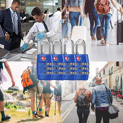 TSA Luggage Locks (4Pack) - 3 Digit Combination Padlocks - Approved Travel Lock for Suitcases & Baggage (Black)