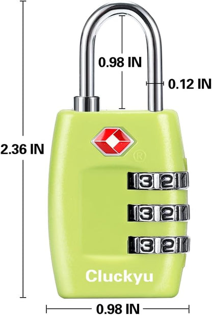 TSA Luggage Locks (4Pack) - 3 Digit Combination Padlocks - Approved Travel Lock for Suitcases & Baggage (Black)