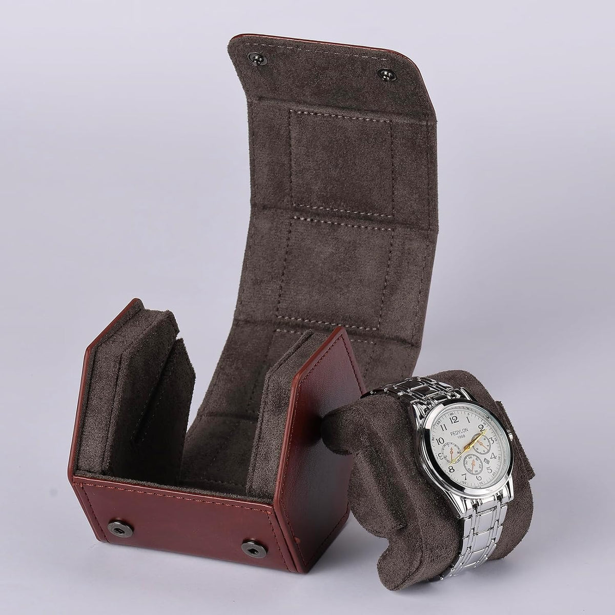 Watch Travel Case Portable Organizer - Luxury Watch Roll Travel Box Recycled Leather Watch Storage and Display for Men and Women