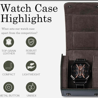 Watch Travel Case Portable Organizer - Luxury Watch Roll Travel Box Recycled Leather Watch Storage and Display for Men and Women