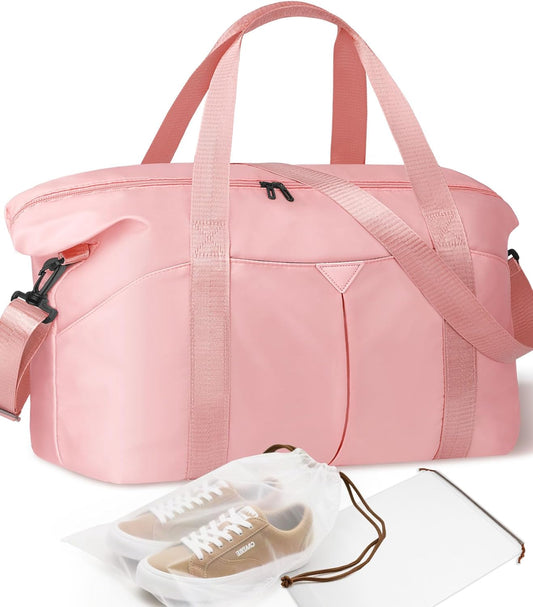 Duffle Bag for Travel with Trolley Sleeve, Gym Bag, Pink