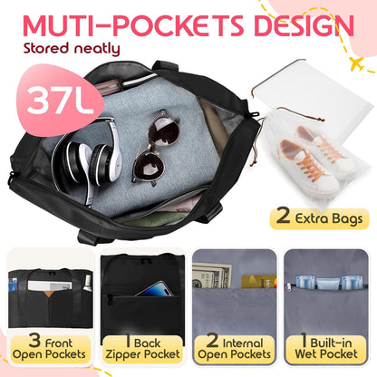 Duffle Bag for Travel with Trolley Sleeve, Gym Bag, Pink