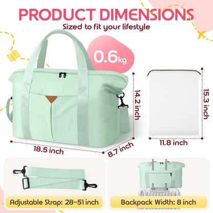 Duffle Bag for Travel with Trolley Sleeve, Gym Bag, Pink