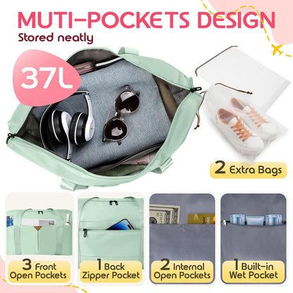 Duffle Bag for Travel with Trolley Sleeve, Gym Bag, Pink