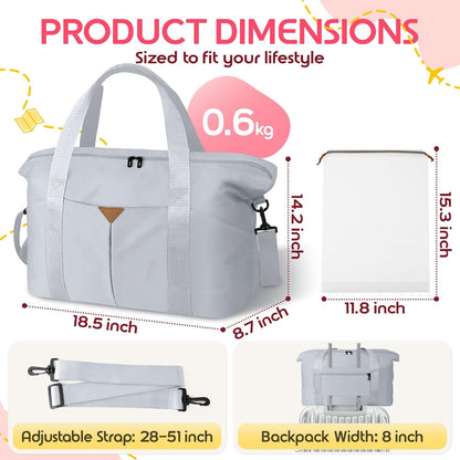 Duffle Bag for Travel with Trolley Sleeve, Gym Bag, Pink