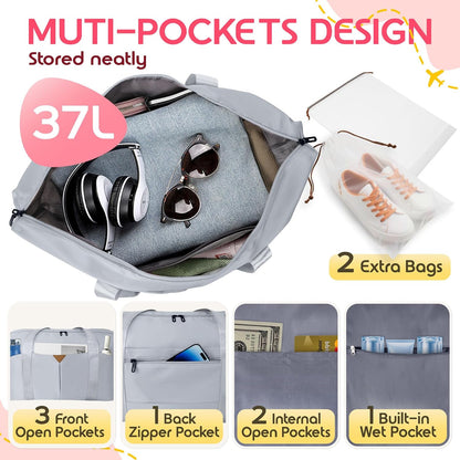 Duffle Bag for Travel with Trolley Sleeve, Gym Bag, Pink